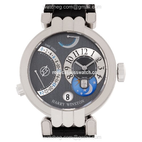 Harry Winston 200.mmtz39w Excenter Timezone Manual Unisex 18k White Gold Replica Harry Winston 200.mmtz39w Excenter Timezone Manual Unisex 18k White Gold Replica