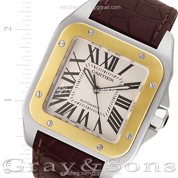 Cartier W20072X7 Santos 100 Automatic Male 18k gold & Stainless Steel Replica Cartier W20072X7 Santos 100 Automatic Male 18k gold & Stainless Steel Replica