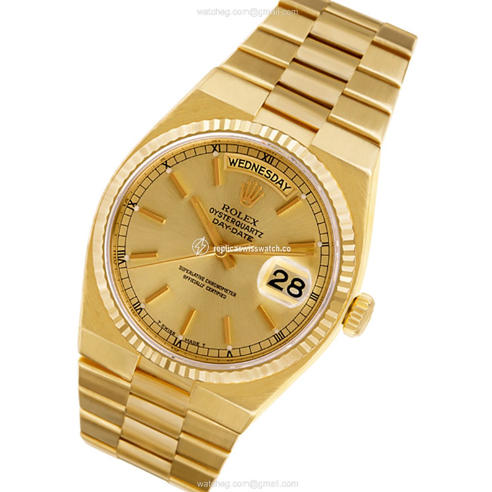 Rolex 19018 Oysterquartz Day Date Quartz Male 18k yellow gold Replica Rolex 19018 Oysterquartz Day Date Quartz Male 18k yellow gold Replica