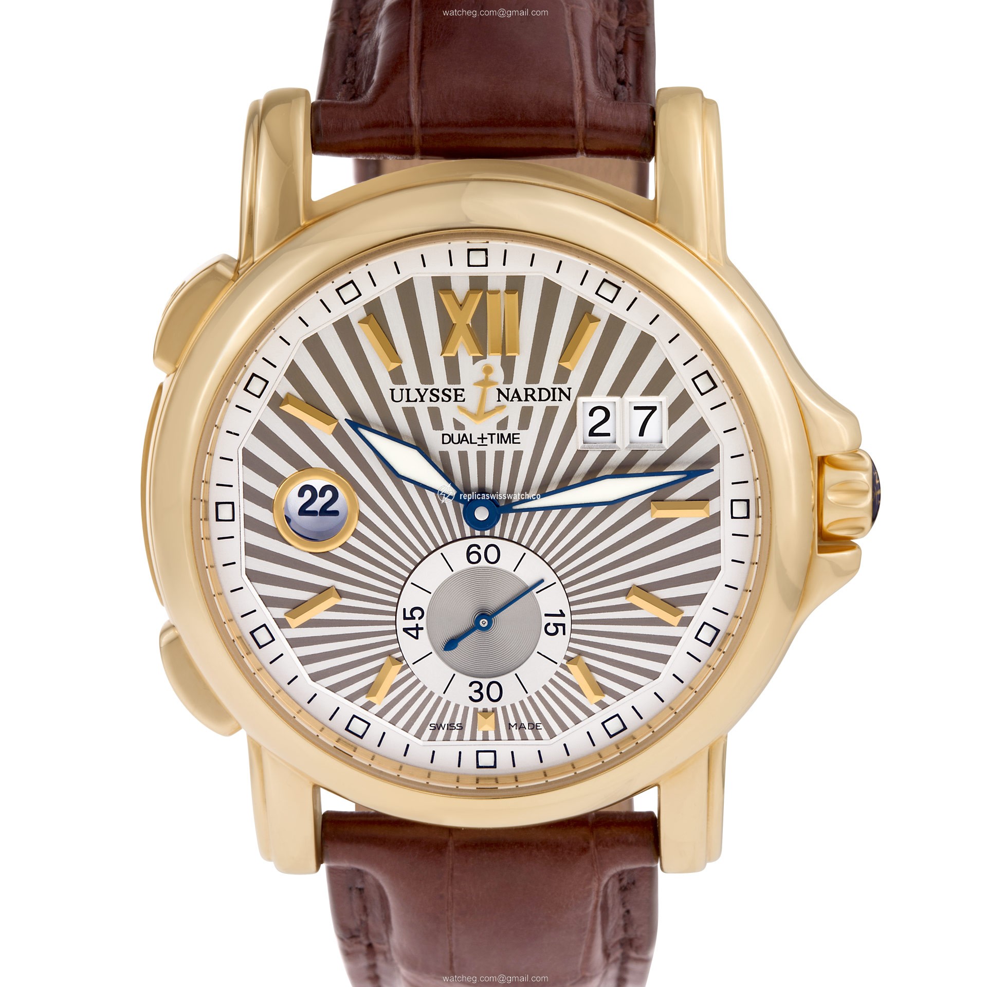 Ulysse Nardin 246-55 Dual Time Automatic Male 18k yellow gold Replica Ulysse Nardin 246-55 Dual Time Automatic Male 18k yellow gold Replica
