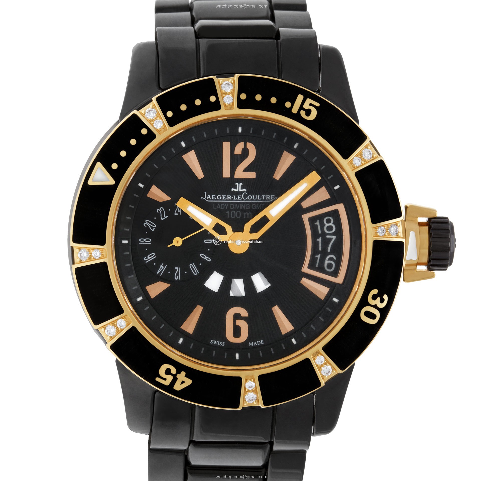 Jaeger LeCoultre Q189LC70 (161.L.61.S) Lady Diver Automatic Female 18k rose gold & ceramic Replica Jaeger LeCoultre Q189LC70 (161.L.61.S) Lady Diver Automatic Female 18k rose gold & ceramic Replica