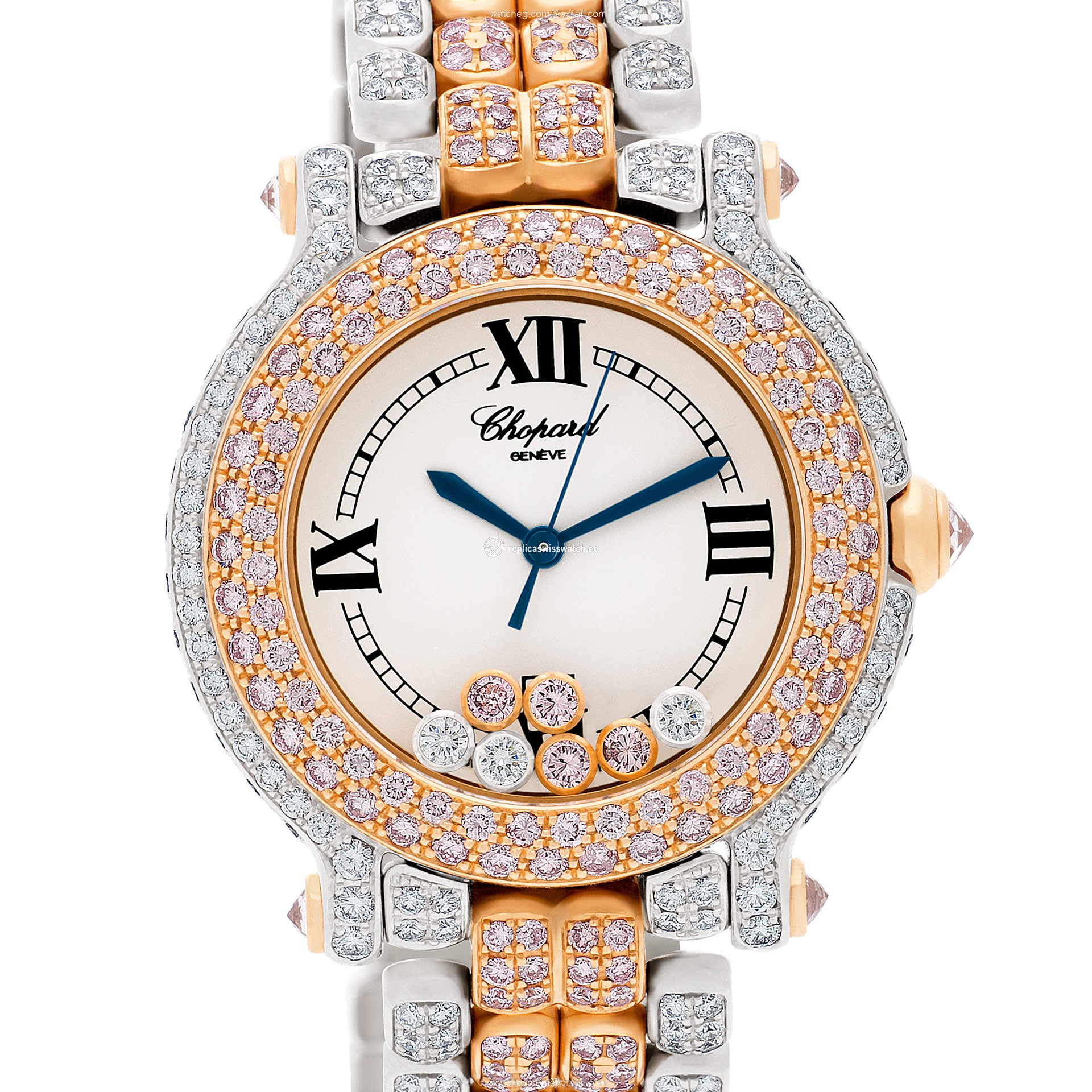 Chopard 27/6181-29 Happy Sport Quartz Female 18k White and Pink Gold Replica Chopard 27/6181-29 Happy Sport Quartz Female 18k White and Pink Gold Replica