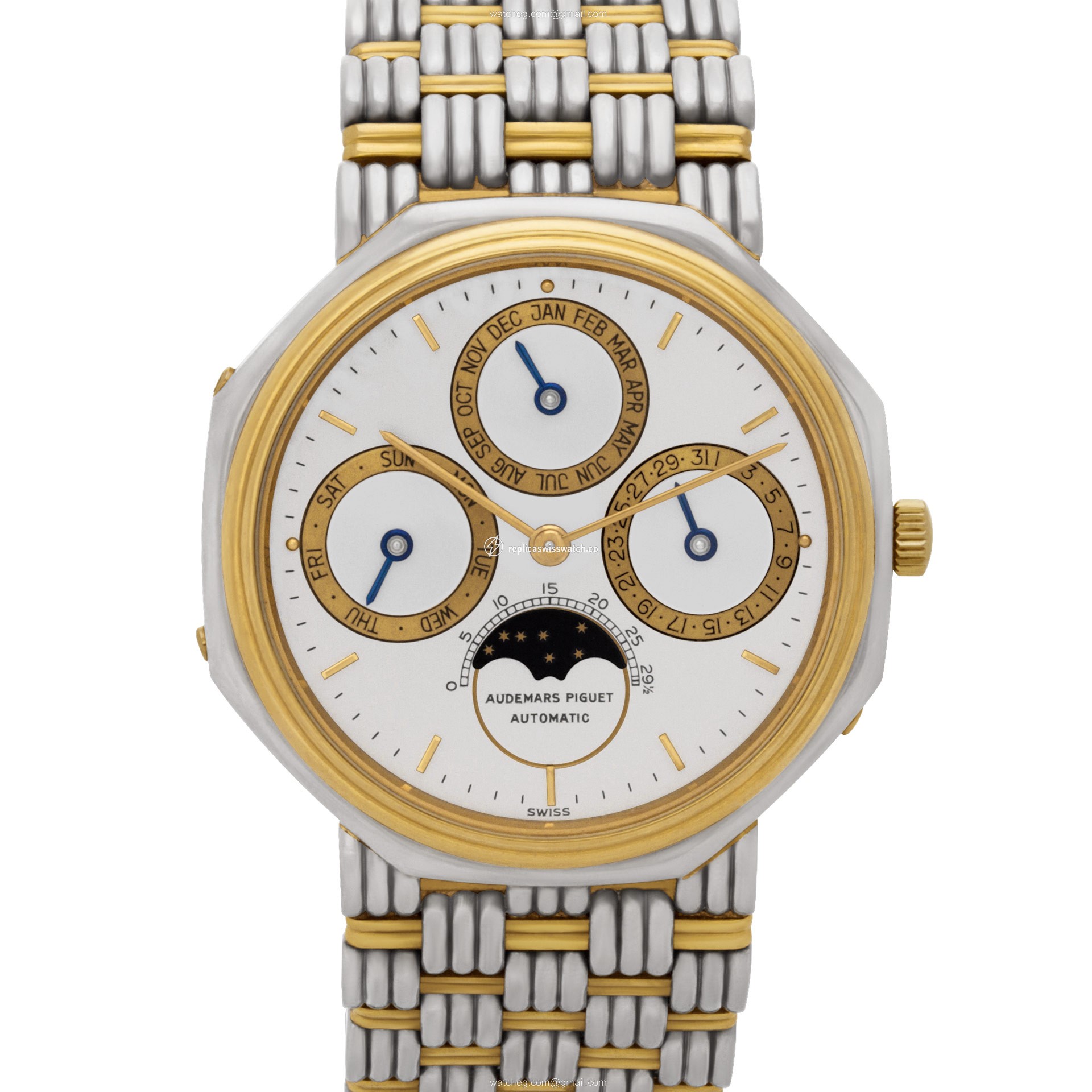 Audemars Piguet B 71074 Perpetual Calendar Automatic Male 18k White & Yellow Gold Replica Audemars Piguet B 71074 Perpetual Calendar Automatic Male 18k White & Yellow Gold Replica