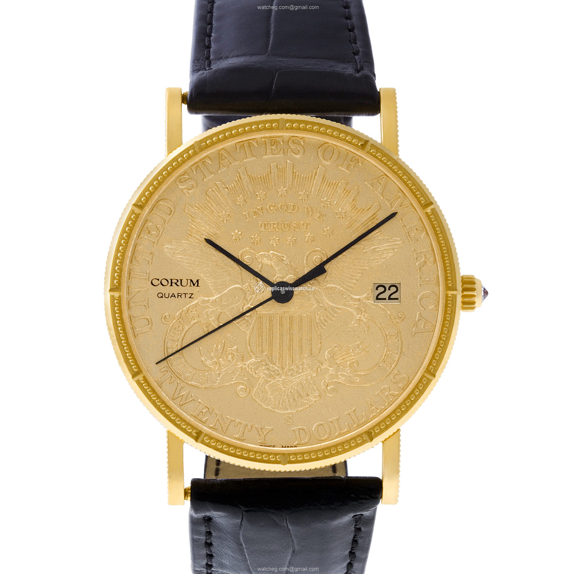 Corum 1902 $20 gold piece Quartz Male 18k yellow gold Replica Corum 1902 $20 gold piece Quartz Male 18k yellow gold Replica