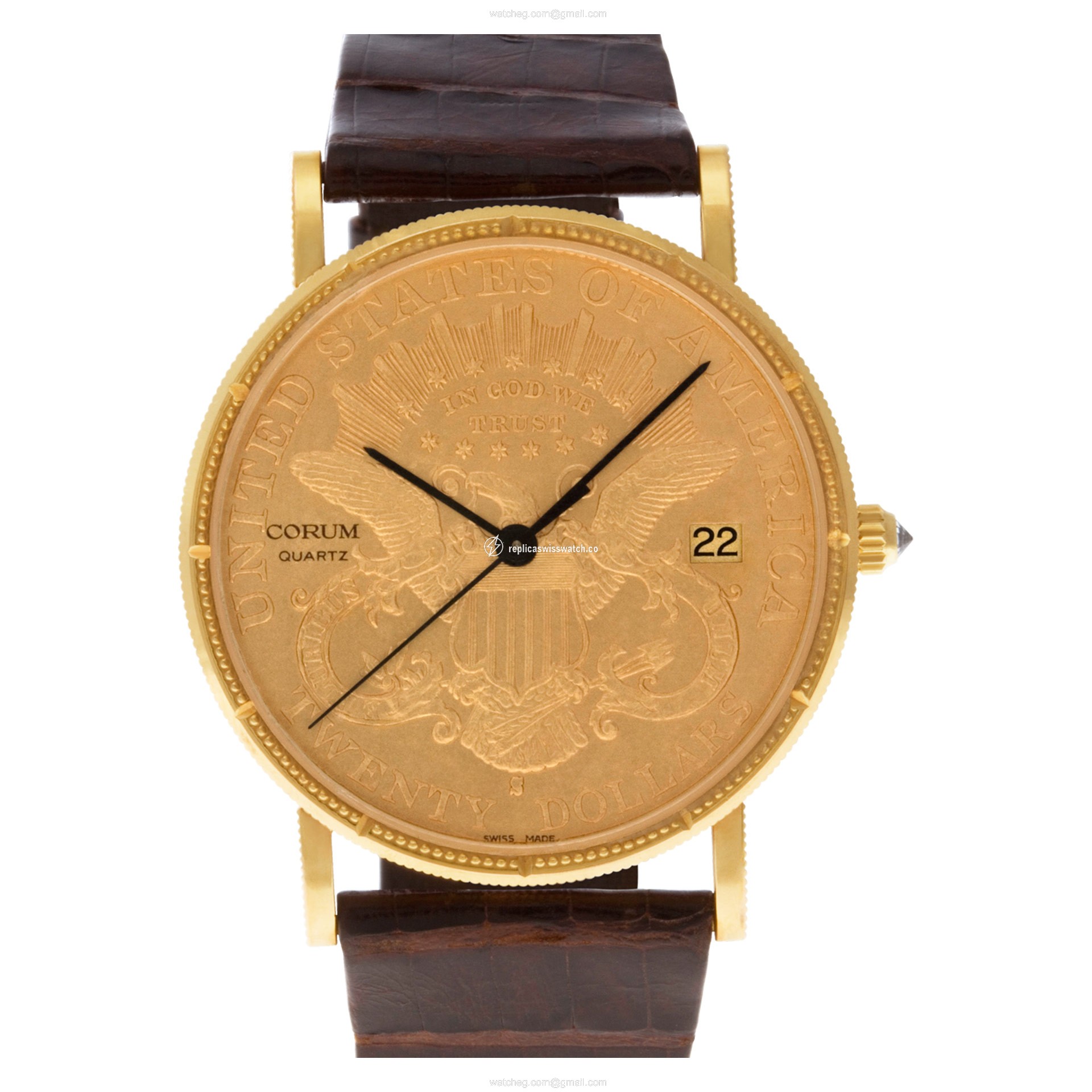 Corum 1894 $20 gold piece Quartz Male 18k yellow gold Replica Corum 1894 $20 gold piece Quartz Male 18k yellow gold Replica