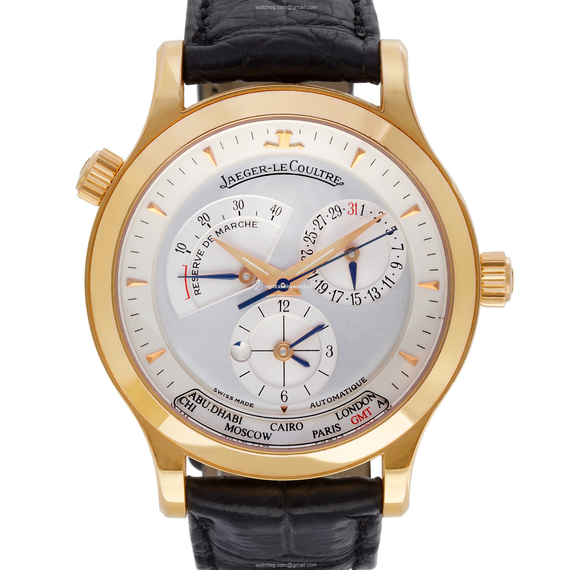 Jaeger LeCoultre 142.2.92 Master Geographic Automatic Male 18k rose gold Replica Jaeger LeCoultre 142.2.92 Master Geographic Automatic Male 18k rose gold Replica