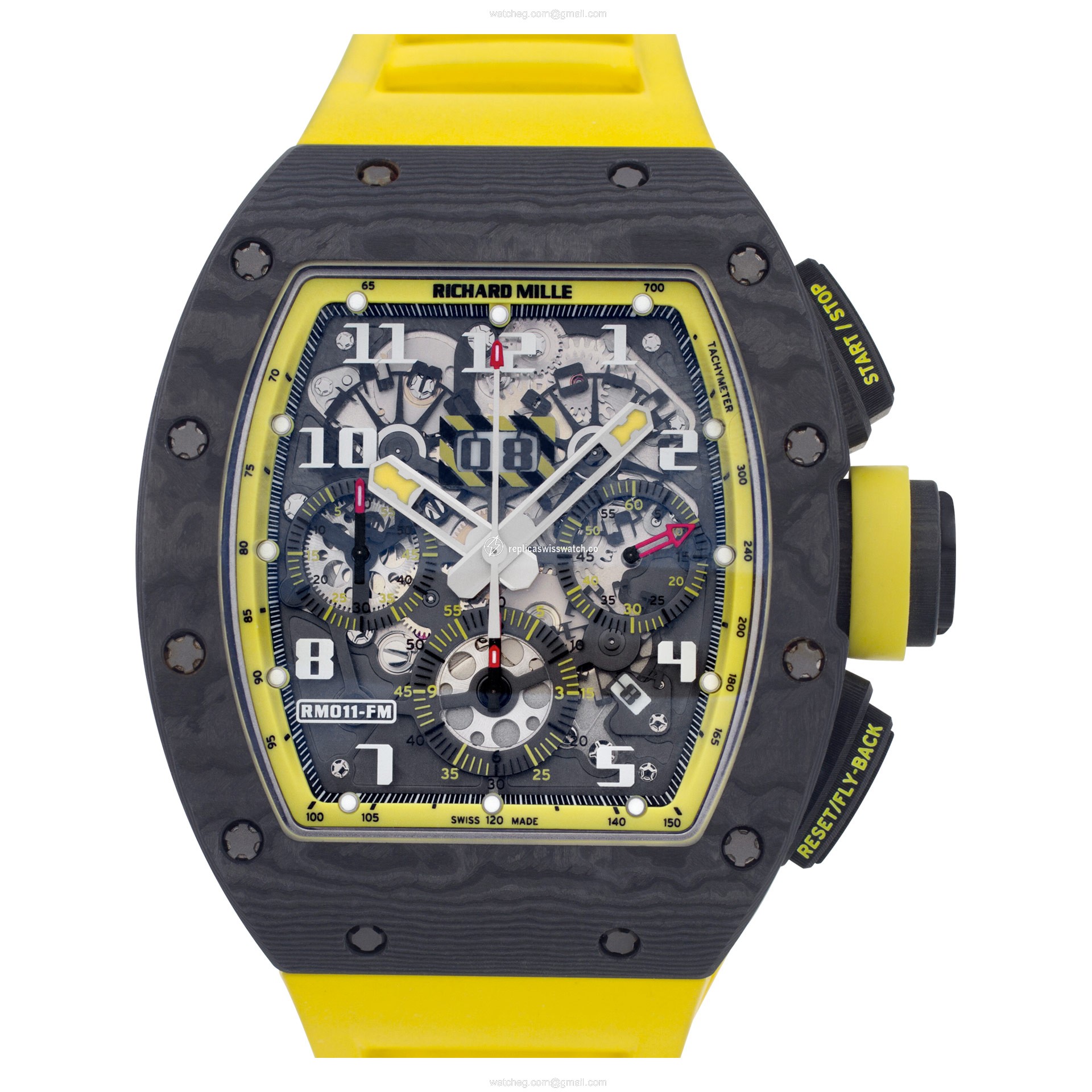 Richard Mille RM011-FM Yellow Storm Automatic Male Carbon Replica Richard Mille RM011-FM Yellow Storm Automatic Male Carbon Replica