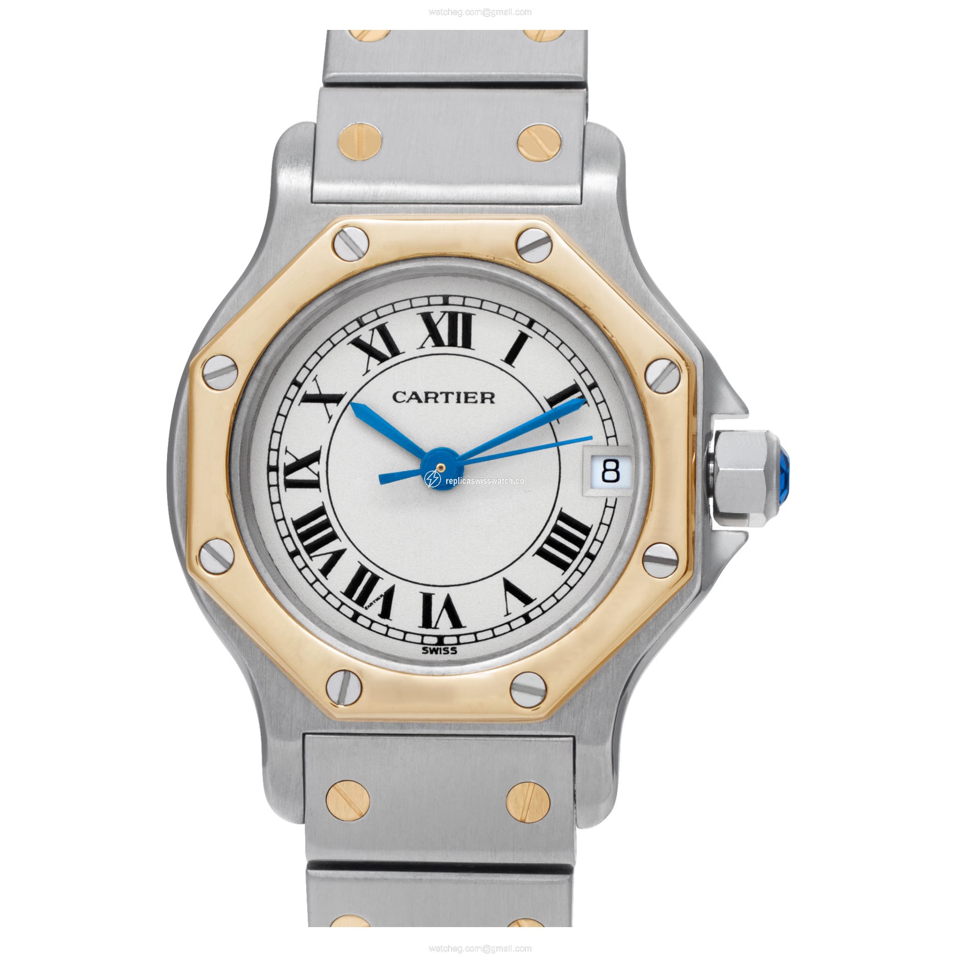 Cartier 16014 Santos Quartz Unisex 18k gold & Stainless Steel Replica Cartier 16014 Santos Quartz Unisex 18k gold & Stainless Steel Replica