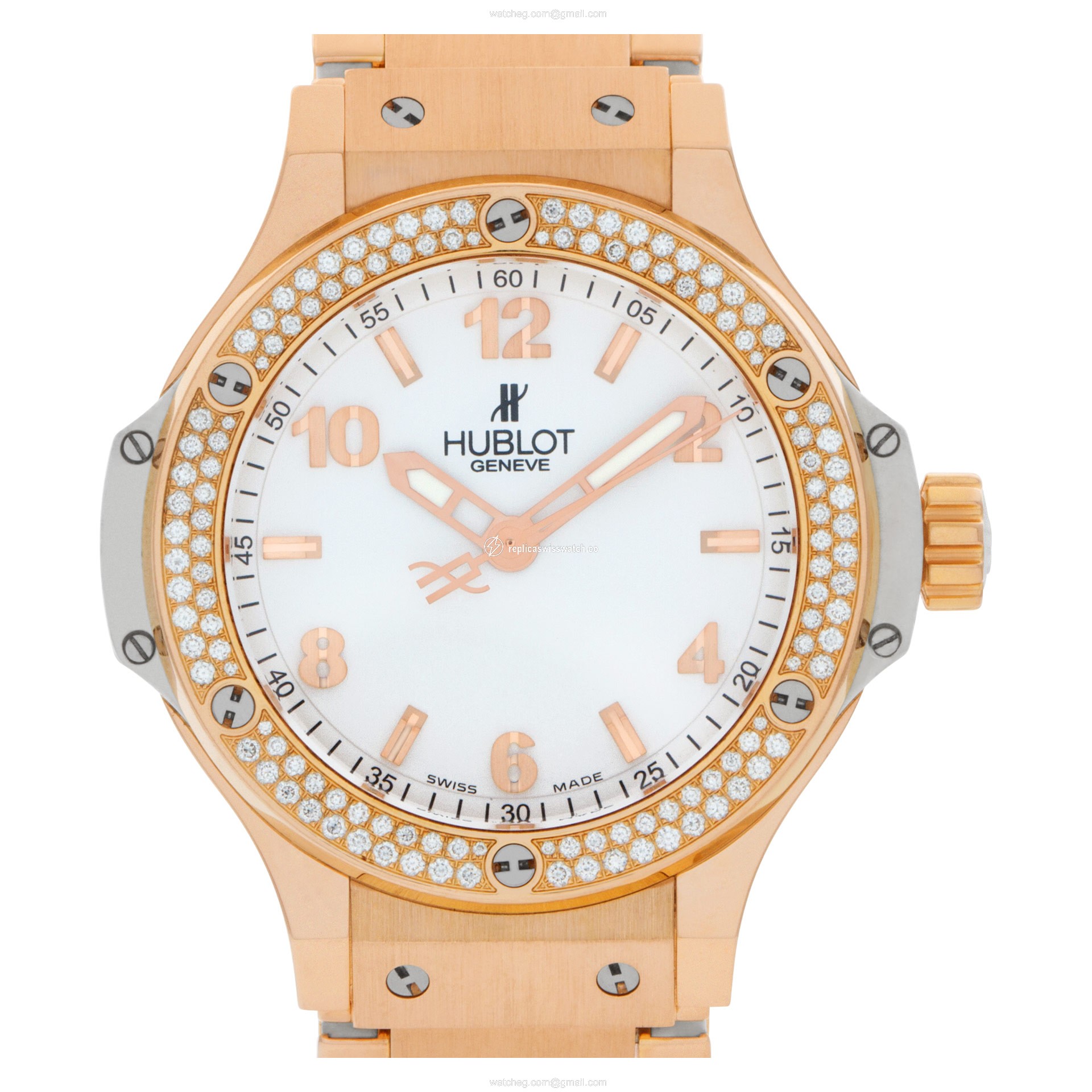 Hublot 361.PE.2010.PE.1104 Big Bang Quartz Unisex 18k rose gold and white resin Replica Hublot 361.PE.2010.PE.1104 Big Bang Quartz Unisex 18k rose gold and white resin Replica