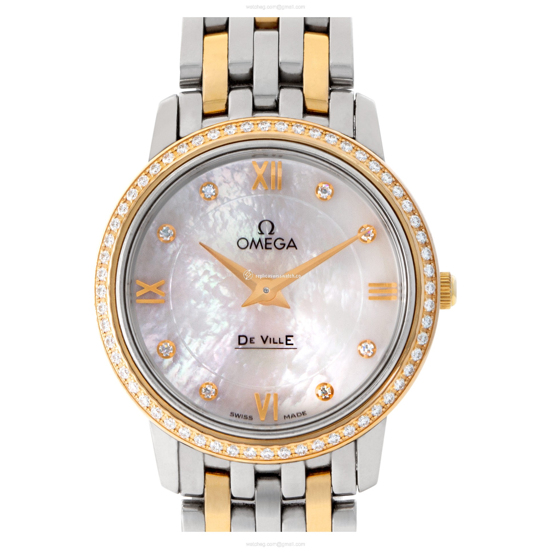 Omega 42425276055002 De Ville Quartz Female 18k rose gold & stainless steel Replica Omega 42425276055002 De Ville Quartz Female 18k rose gold & stainless steel Replica