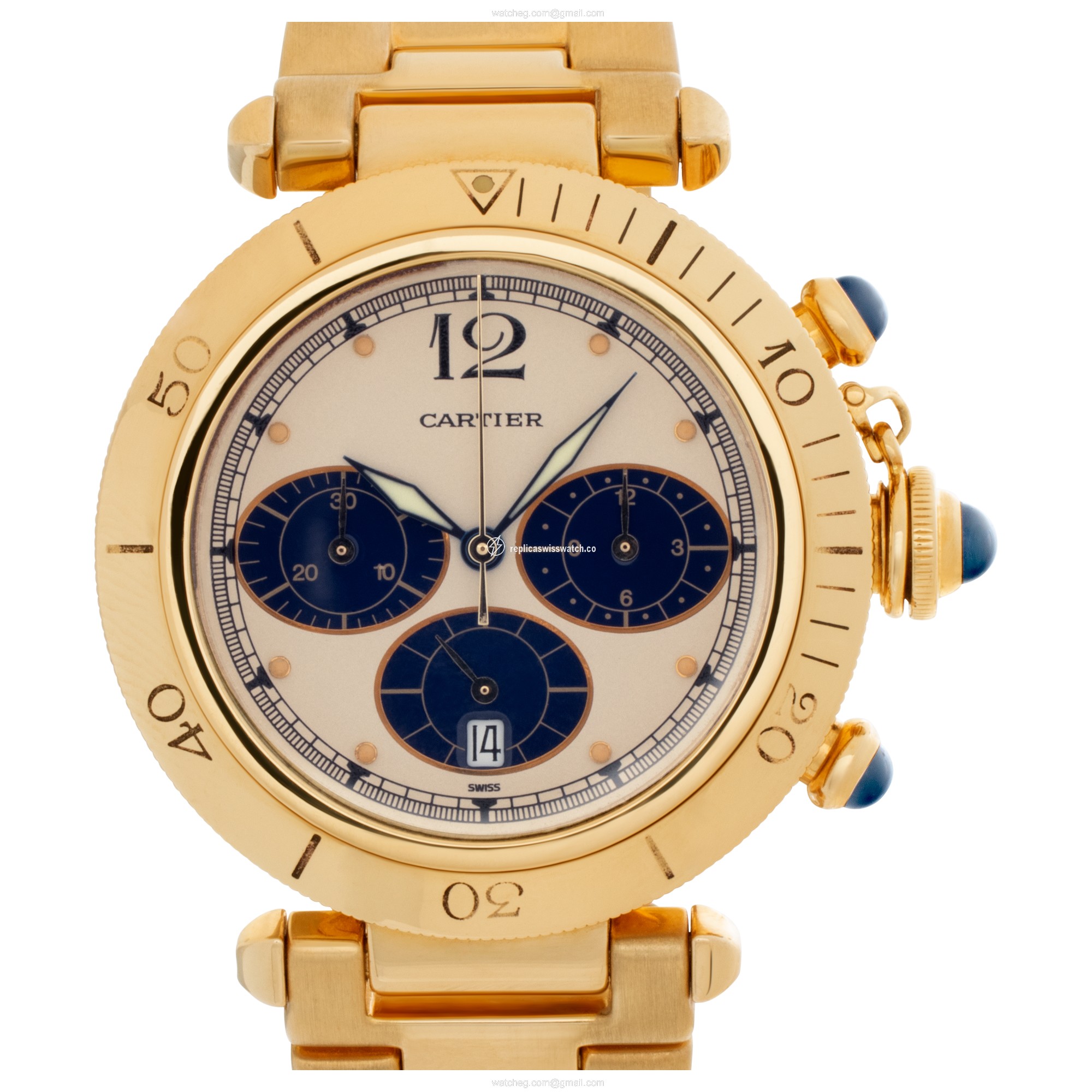 Cartier 30009 Pasha Chronograph Quartz Unisex 18k yellow gold Replica Cartier 30009 Pasha Chronograph Quartz Unisex 18k yellow gold Replica
