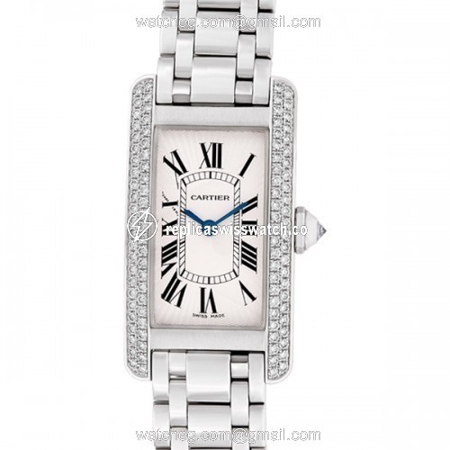 Cartier WB7018L1 Tank Americaine Quartz Female 18k White Gold Watches Cartier WB7018L1 Tank Americaine Quartz Female 18k White Gold Watches
