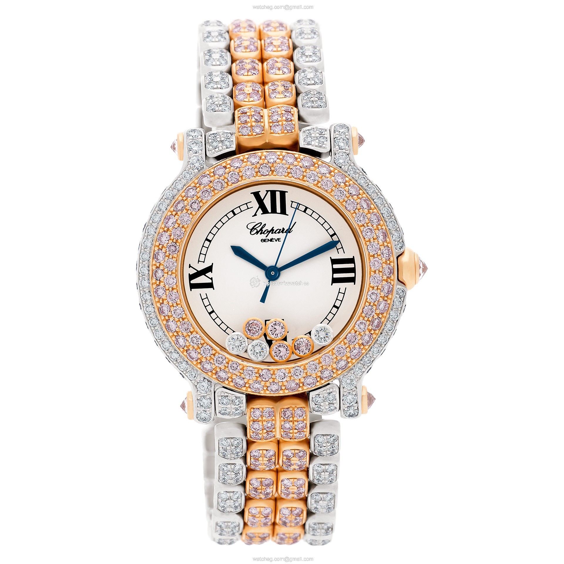 Chopard 27/6181-29 Happy Sport Quartz Female 18k White and Pink Gold Watches Chopard 27/6181-29 Happy Sport Quartz Female 18k White and Pink Gold Watches