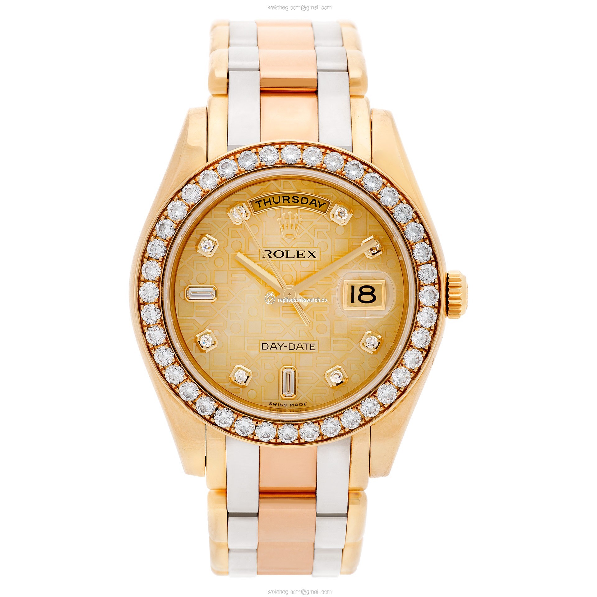 Rolex 18948 Masterpiece Automatic Male 18k White, Yellow & Pink Gold Watches Rolex 18948 Masterpiece Automatic Male 18k White, Yellow & Pink Gold Watches
