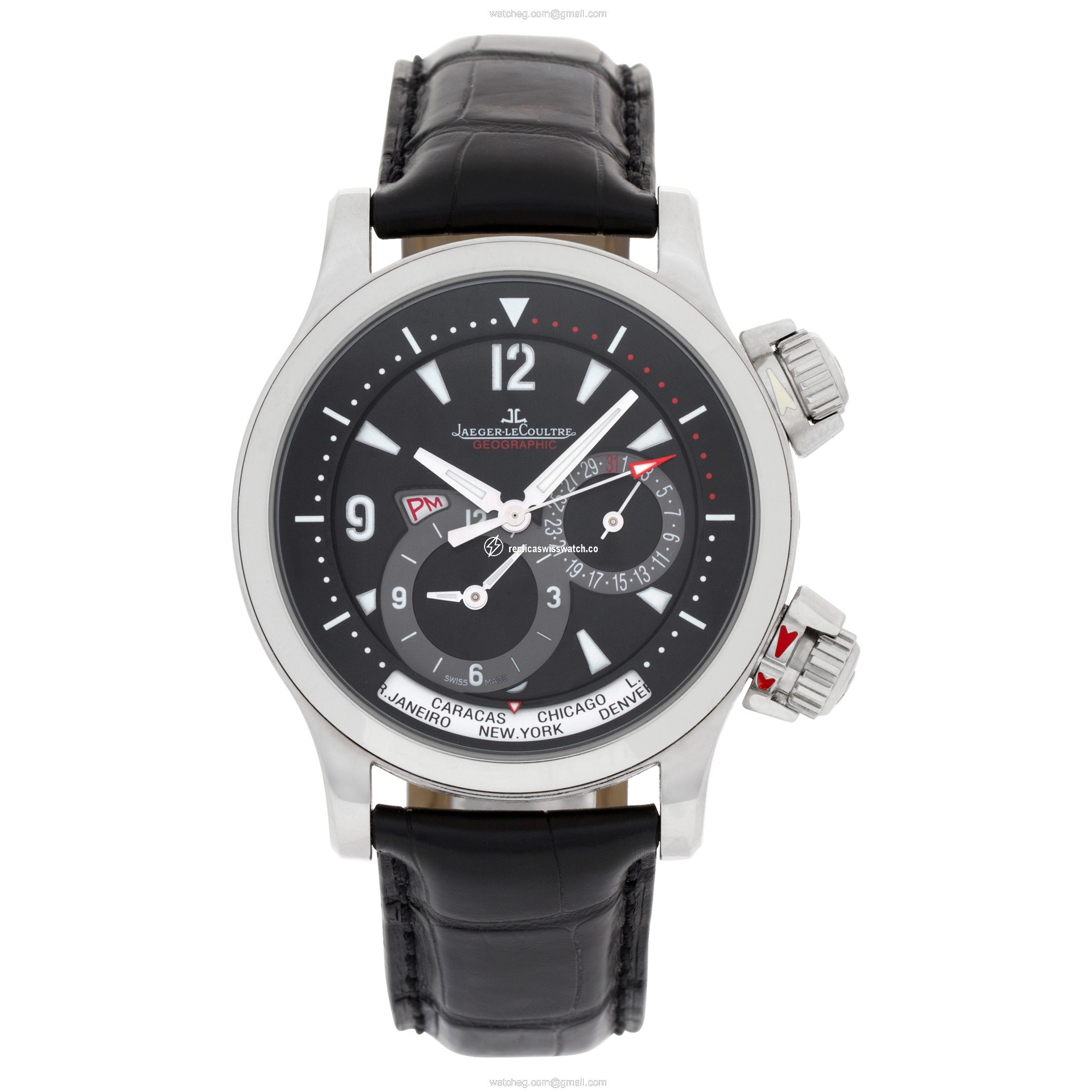 Jaeger LeCoultre 146.8.83 Geographic Automatic Male Stainless Steel Watches Jaeger LeCoultre 146.8.83 Geographic Automatic Male Stainless Steel Watches