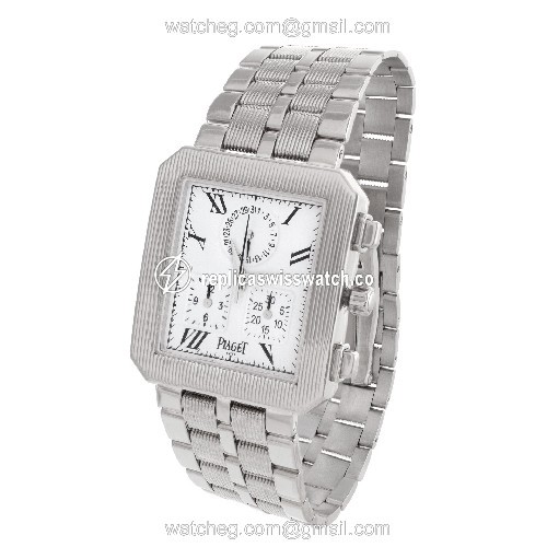Piaget 14254 M601D Protocol Quartz Male 18k White Gold Replica