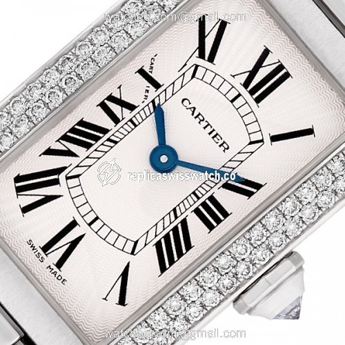 Cartier WB7018L1 Tank Americaine Quartz Female 18k White Gold Replica