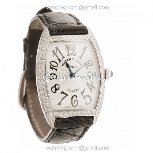Franck Muller 1752 QZ D Curvex Quartz Female 18k White Gold Replica