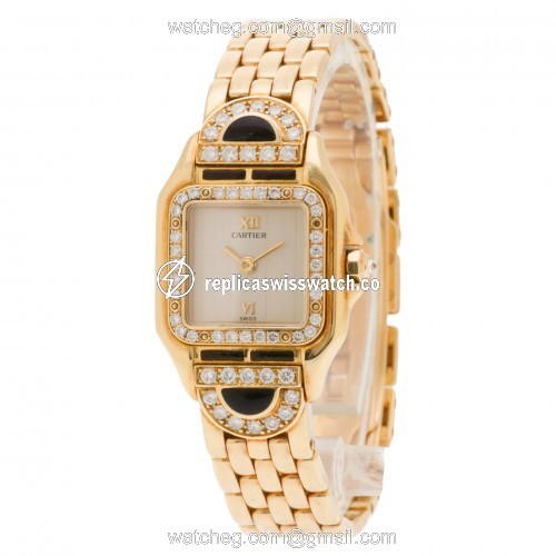 Cartier Art Deco Panthere Quartz Female 18k yellow gold Replica