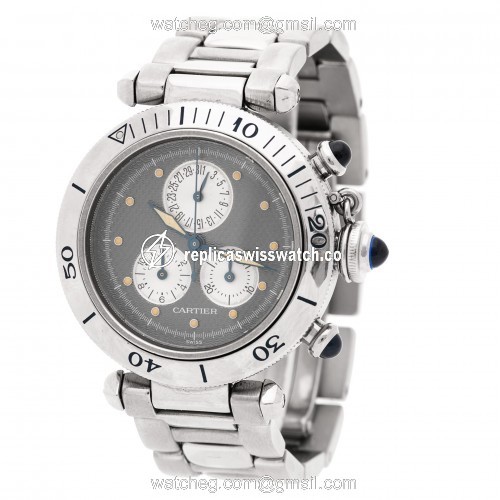 Cartier 1352-1 Pasha Chronograph Quartz Female Stainless Steel Replica