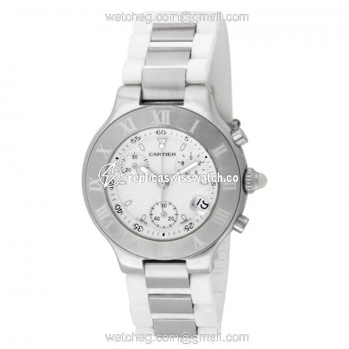 Cartier 2424 Chronoscaph 21 Quartz Unisex Stainless Steel Replica