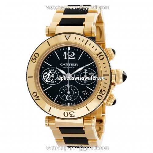 Cartier W301970M Pasha Seatimer Automatic Male 18k yellow gold Replica