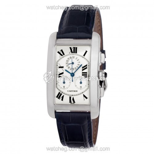 Cartier 2312 Tank Americaine Quartz Unisex 18k White Gold Replica