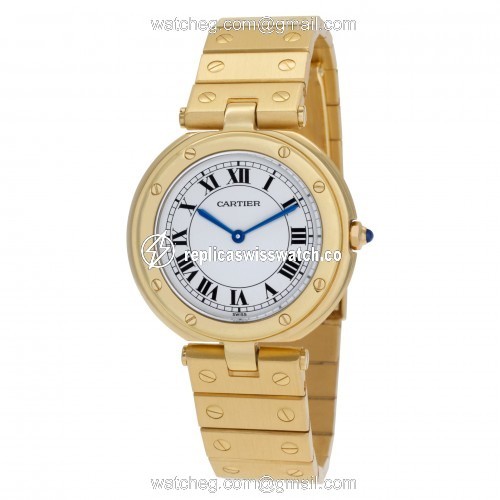 Cartier w3315 Santos Quartz Unisex 18k yellow gold Replica