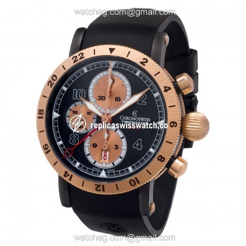 Chronoswiss CH-7535RGST Timemaster GMT Automatic Male PVD steel Replica