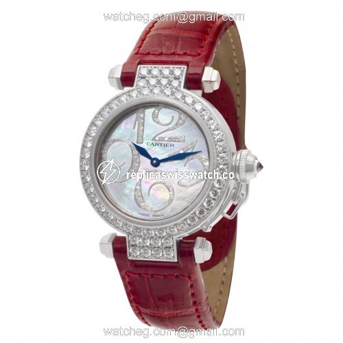 Cartier wj123221 Pasha 32 Quartz Female 18k White Gold Replica