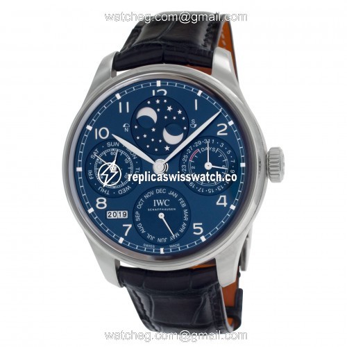 IWC iw503401 Portuguese Perpetual Automatic Male 18k White Gold Replica