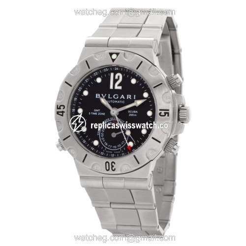Bvlgari SD 38 S GMT Scuba Automatic Male Stainless Steel Replica
