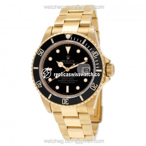Rolex 16808 Submariner Automatic Unisex 18k yellow gold Replica
