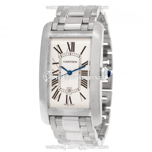 Cartier W2605511 Tank Americaine Automatic Unisex 18k White Gold Replica