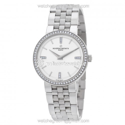 Vacheron Constantin 25557 Traditionnelle Quartz Unisex 18k White Gold Replica