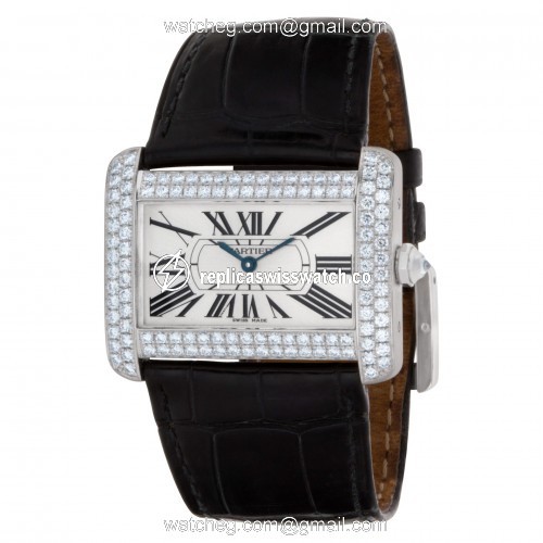 Cartier WA301370 Divan Quartz Female 18k White Gold Replica