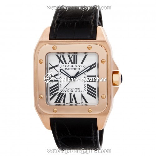 Cartier W20095Y1 Santos 100 Automatic Male 18k rose gold Replica