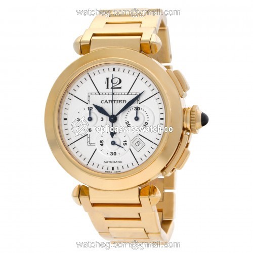 Cartier W30201H9 Pasha 42mm Automatic Male 18k yellow gold Replica