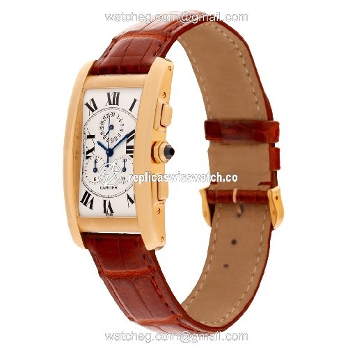Cartier 1730 Tank Americaine Quartz Male 18k yellow gold Replica
