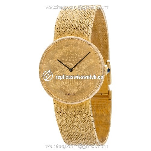 Corum 8890 $20 Coin Quartz Male 18k yellow gold Replica