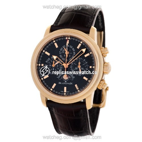 Blancpain 2685F-3630-53B Leman Perpetual Automatic Male 18k rose gold Replica
