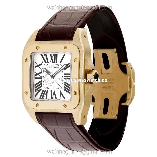 Cartier W20112Y1 Santos 100 Automatic Male 18k yellow gold Replica