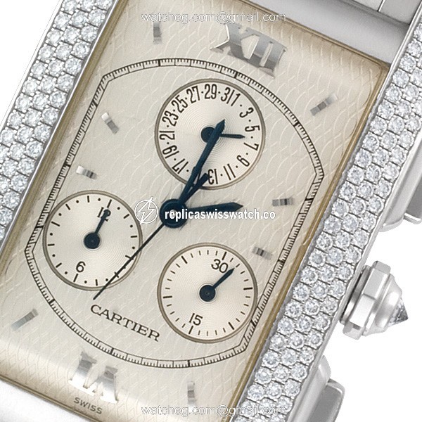 Cartier cc352173 Tank Americaine Quartz Male 18k White Gold Replica