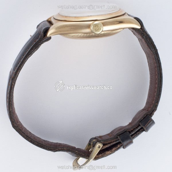 Rolex 3131 Bubble Back Manual Male 14k yellow gold Replica