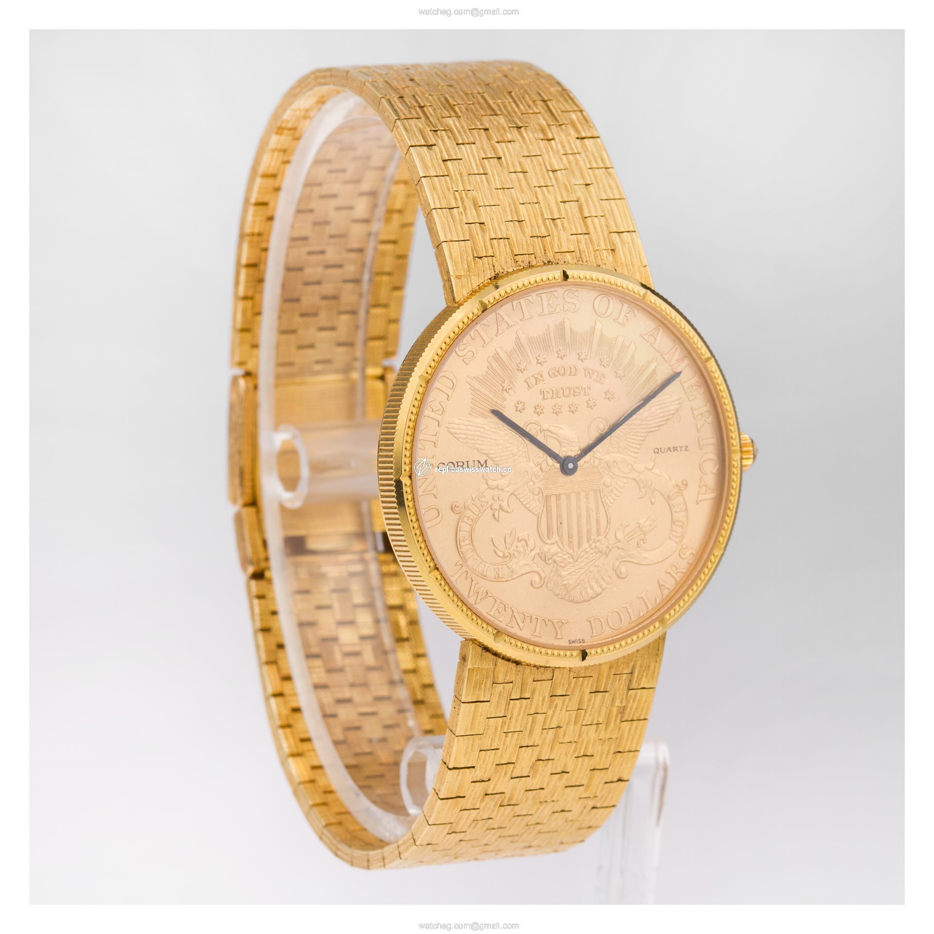 Corum Corum 2975 $20 Coin Quartz Male 18k yellow gold Replica