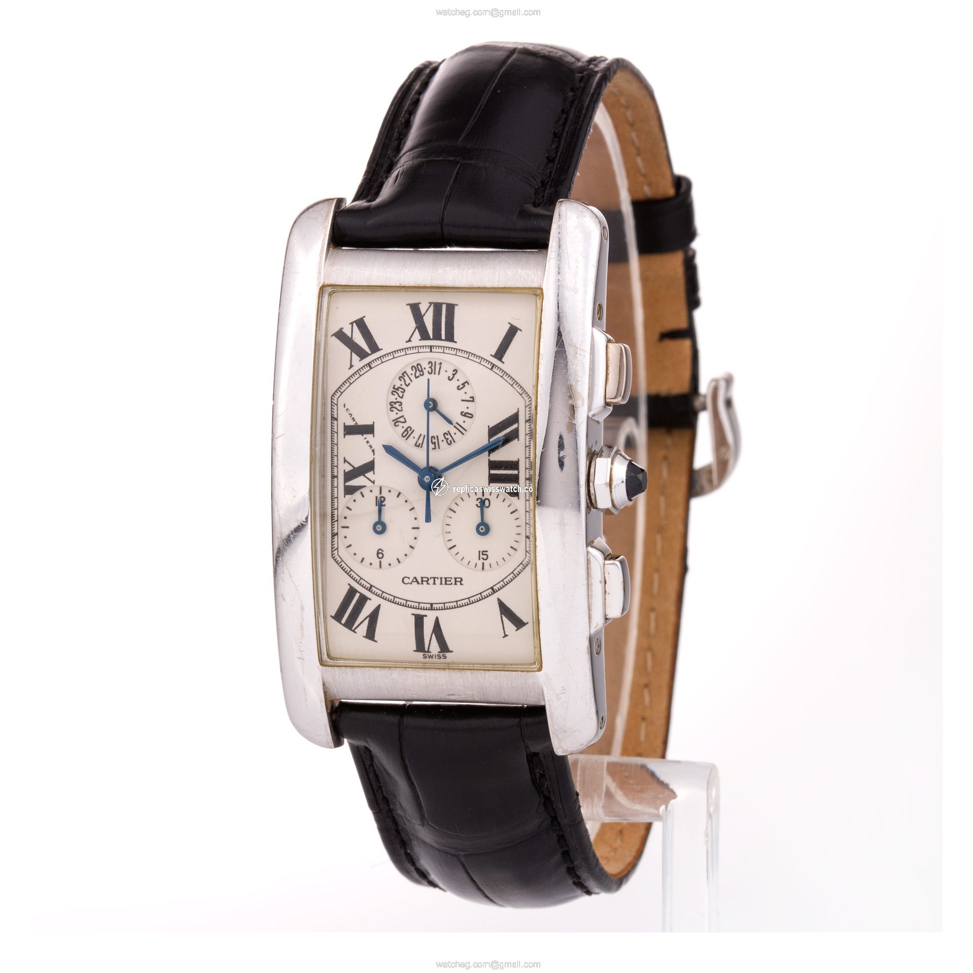 Cartier 2312 Tank Americaine Quartz Male 18k White Gold Replica