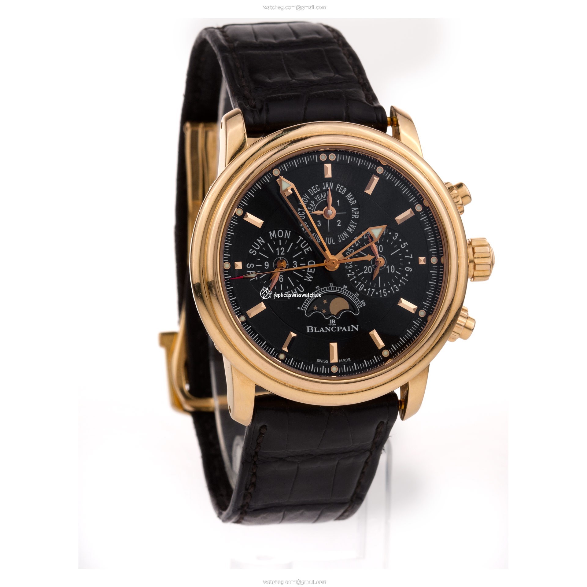 Blancpain 2685F-3630-53B Leman Automatic Male 18k rose gold Replica