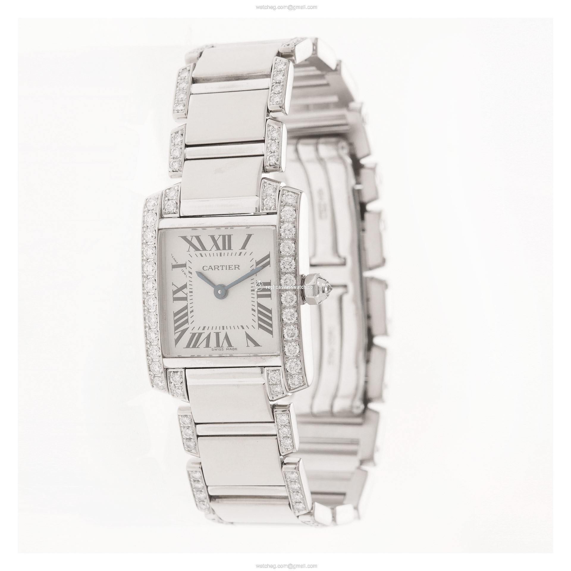 Cartier 2403 Tank Francaise Quartz Female 18k White Gold Replica