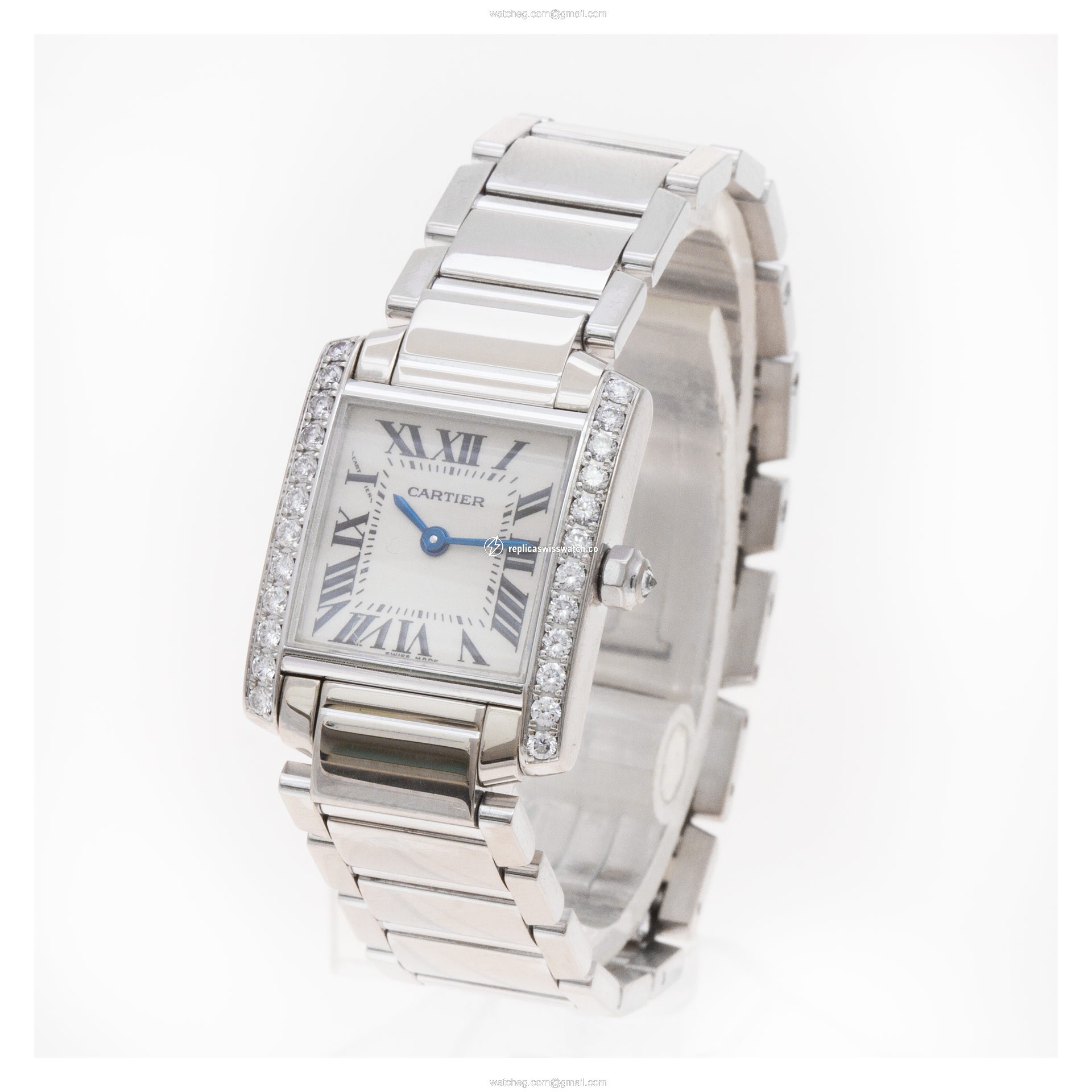 Cartier WE1002S3 Tank Francaise Quartz Female 18k White Gold Replica