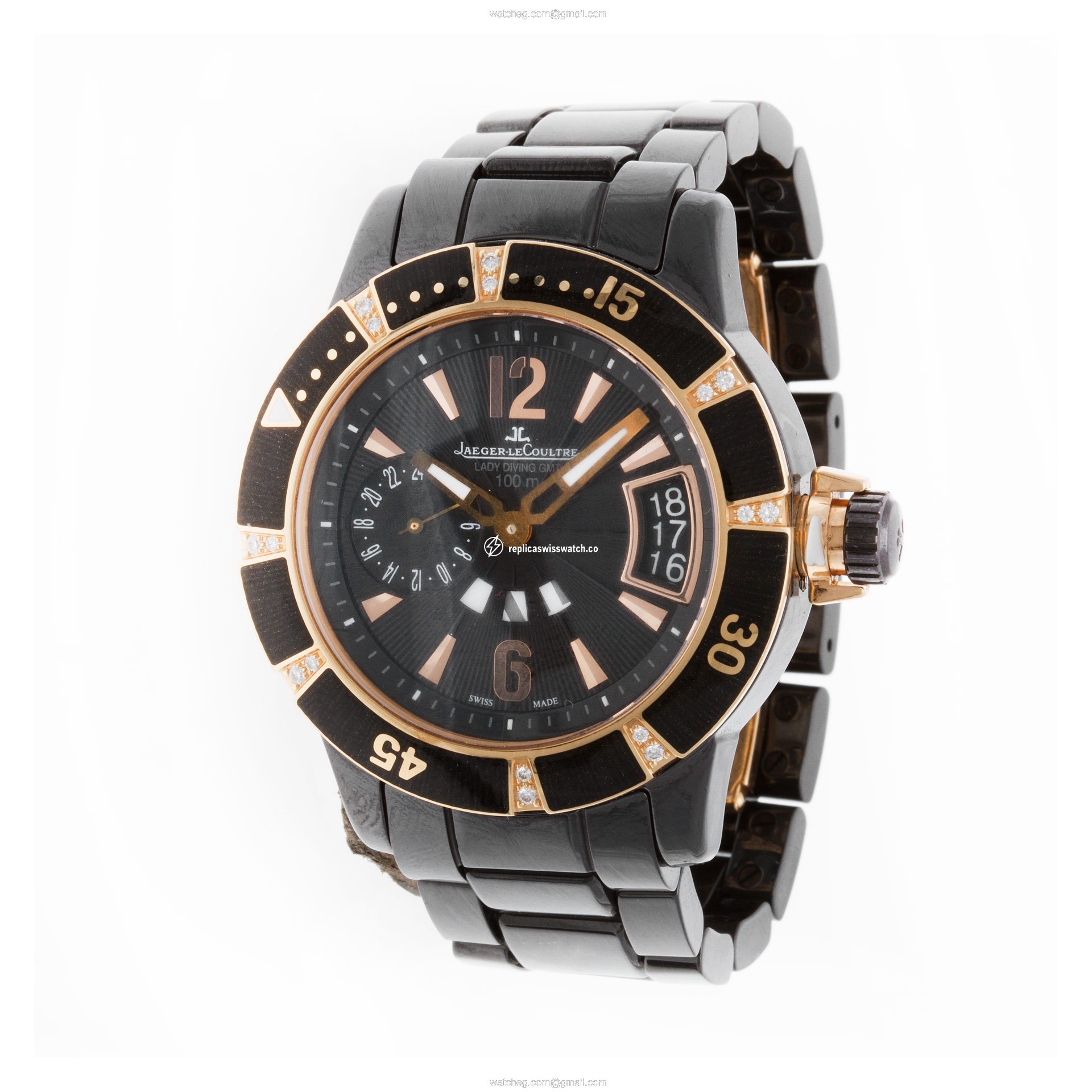 Jaeger LeCoultre Q189LC70 (161.L.61.S) Lady Diver Automatic Female 18k rose gold & ceramic Replica